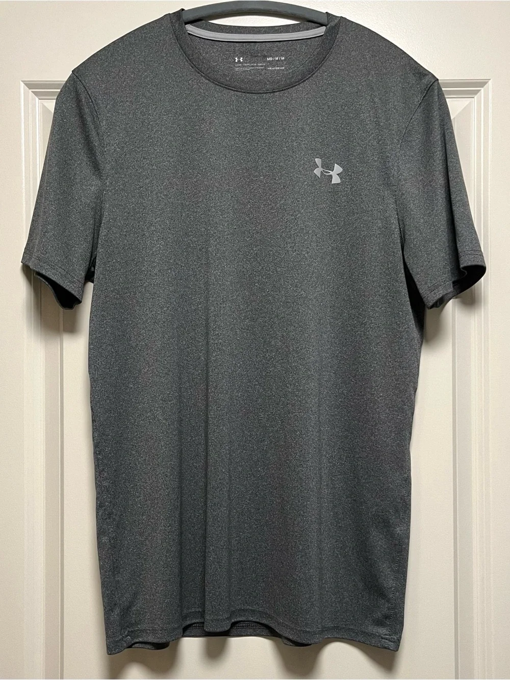 EUC Under Armour Mens UA Heatgear Comfy Gym Running Fitness Tee Heather Gray M